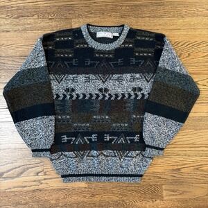 Michael Gerald Sweater Mens Large Vintage Acrylic Knit Patterned Pullover